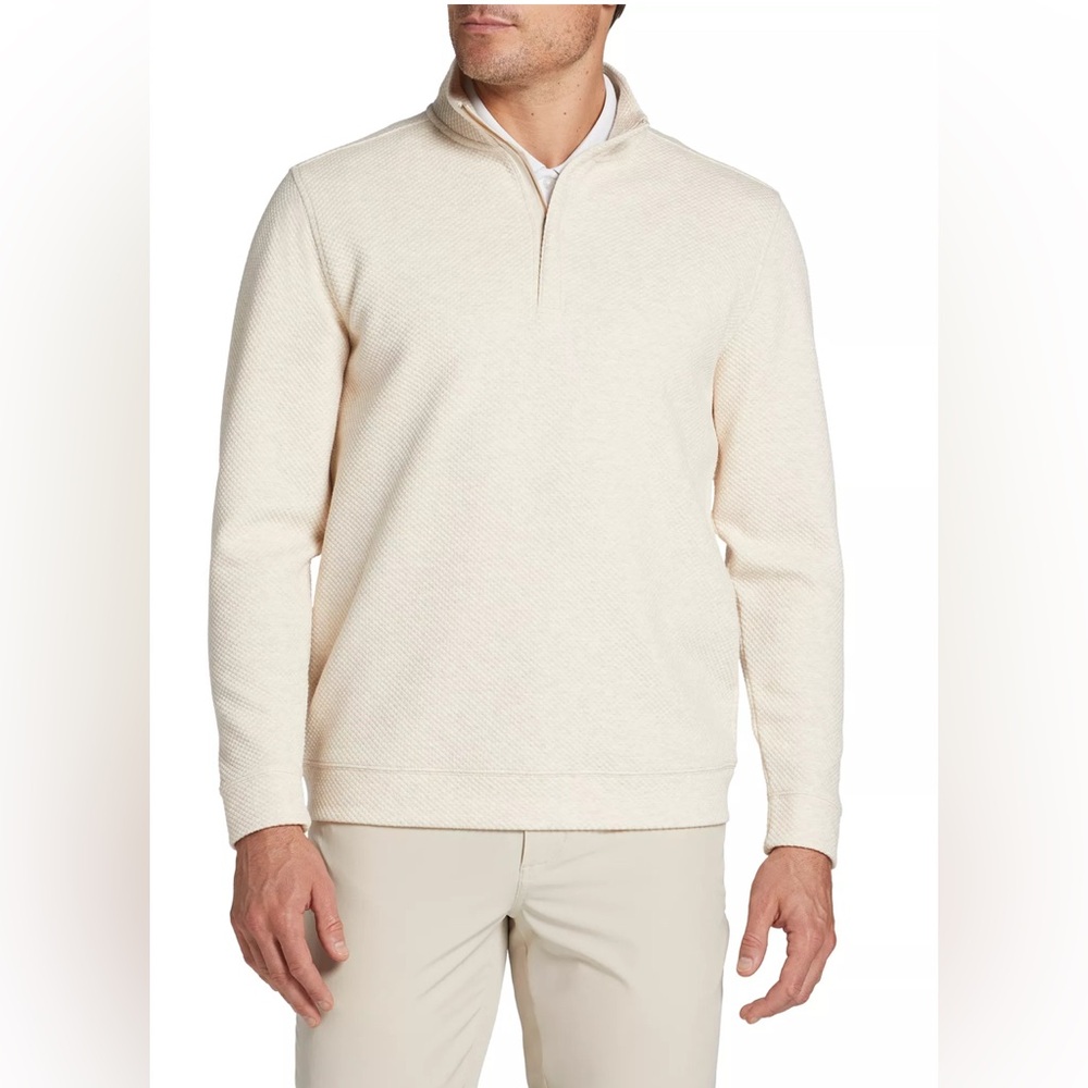 Walter Hagen Mens P11 Midweight 1/4 Zip Light Khaki Heather Golf NWT Size Small